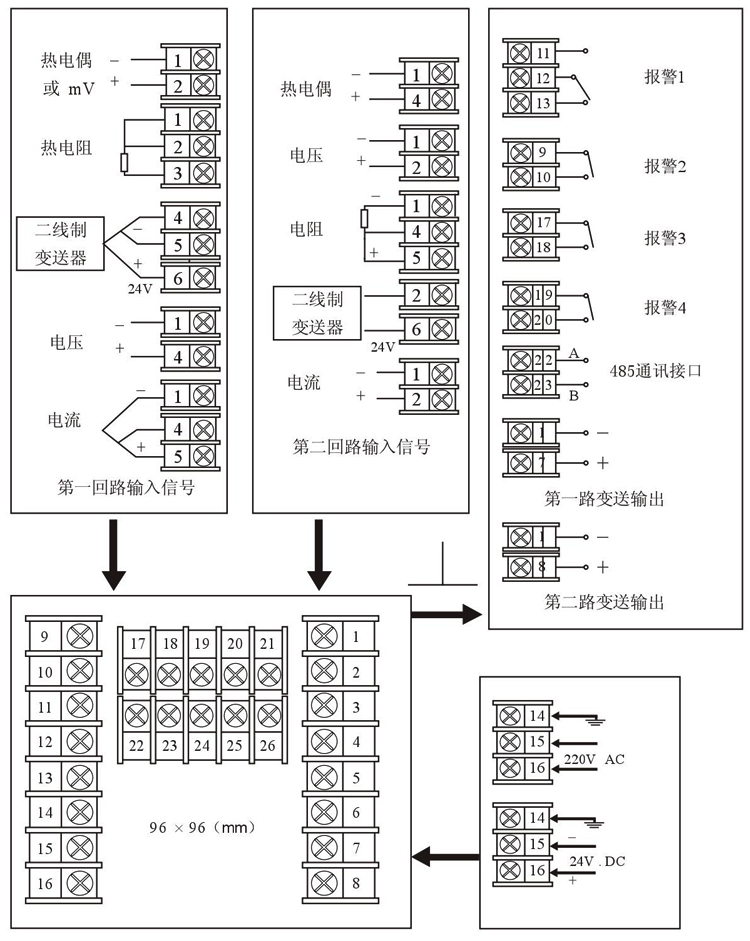 智能流量积算控制仪接线指南